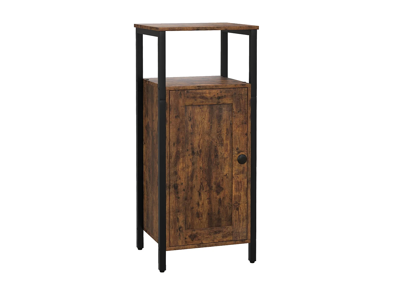 Table d'appoint industrielle avec étagère réglable, contreplaqué et métal, marron rustique (34x30x80cm)