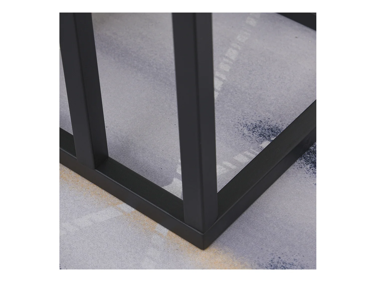 Mesa auxiliar de diseño, tapa imitación mármol, estructura de metal negro, para salón y dormitorio (45x30x51,5cm)