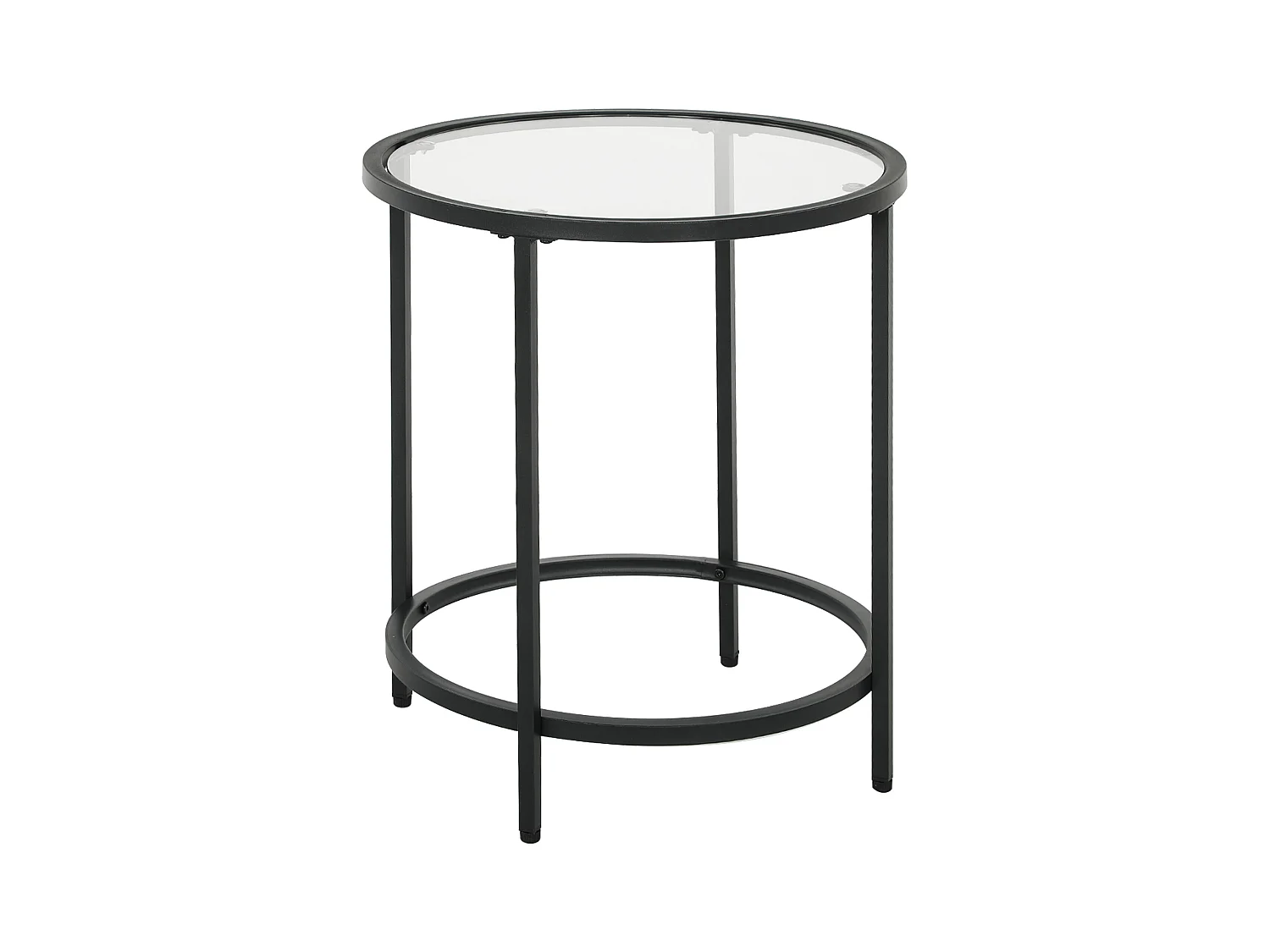 Table d'appoint ronde, verre trempé, cadre en métal, Noir (Ø48 x 54.7 cm)