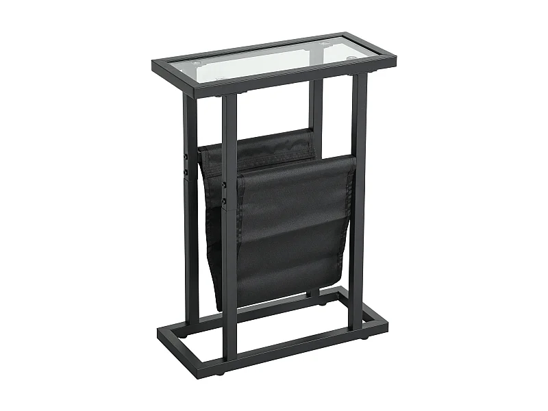 Tavolino con 3 ripiani in vetro, struttura in metallo, design moderno, nero (40x18x55,5 cm)