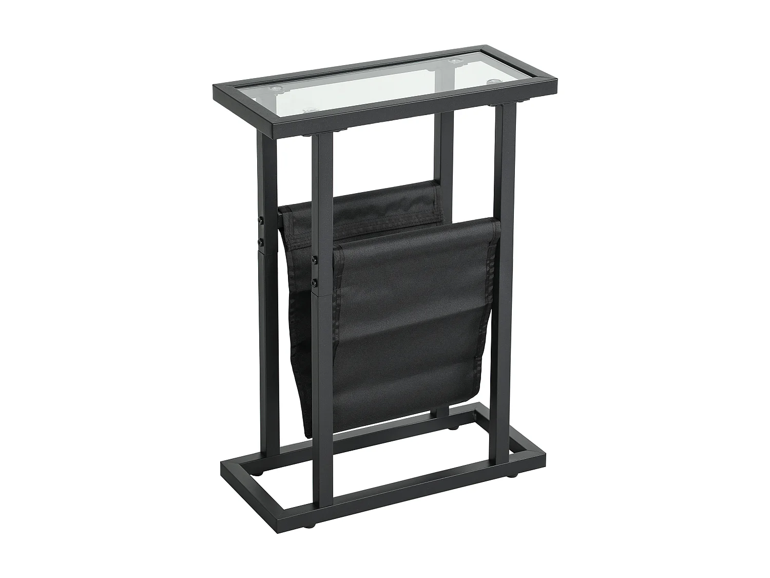 Table d'appoint avec 3 étagères en verre, cadre en métal, design moderne, noir (40x18x55.5 cm)