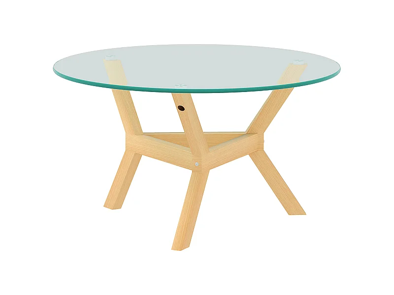 Mesa de centro de cristal templado, estructura de metal, patas regulables, transparente (Ø80 x 45 cm)