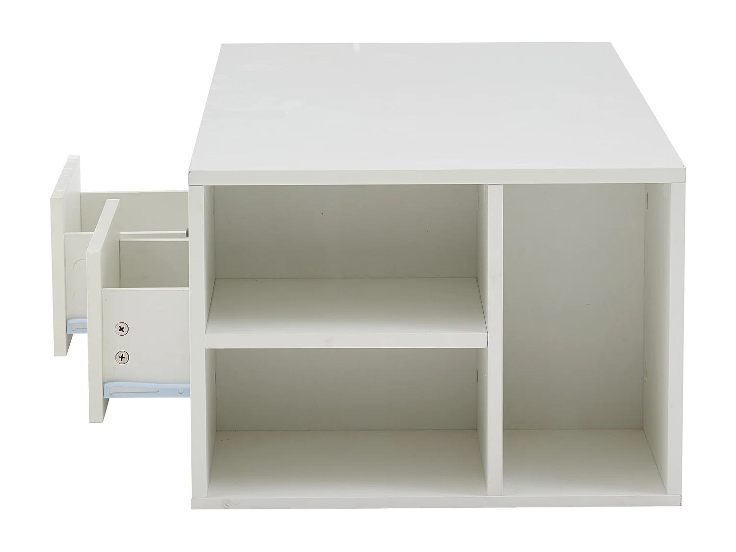 Table basse avec LED, 2 tiroirs et rangement, design haut de gamme, blanc (100x50x35 cm)