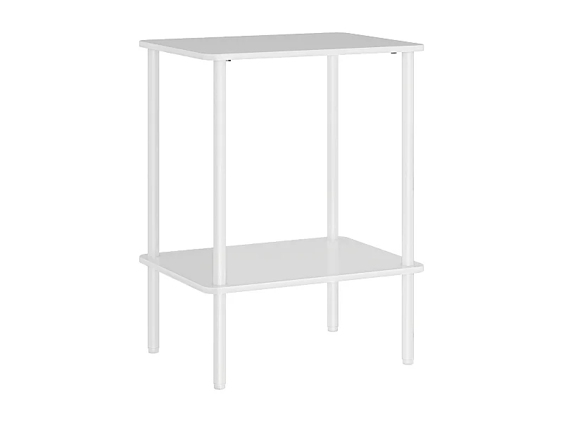2-laags bijzettafel met opbergruimte, metalen frame, modern design, hout, wit (40x30x52,2 cm)