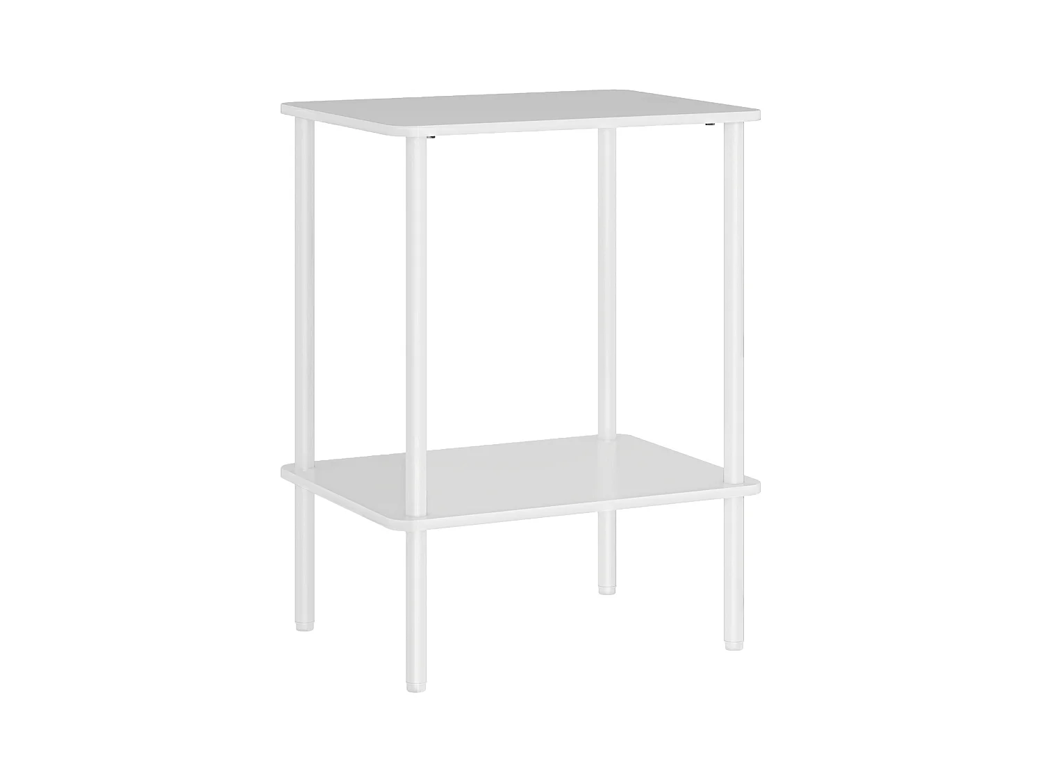 Table d'appoint à 2 niveaux avec espace de rangement, cadre métallique, design moderne, bois, blanc (40x30x52.2 cm)