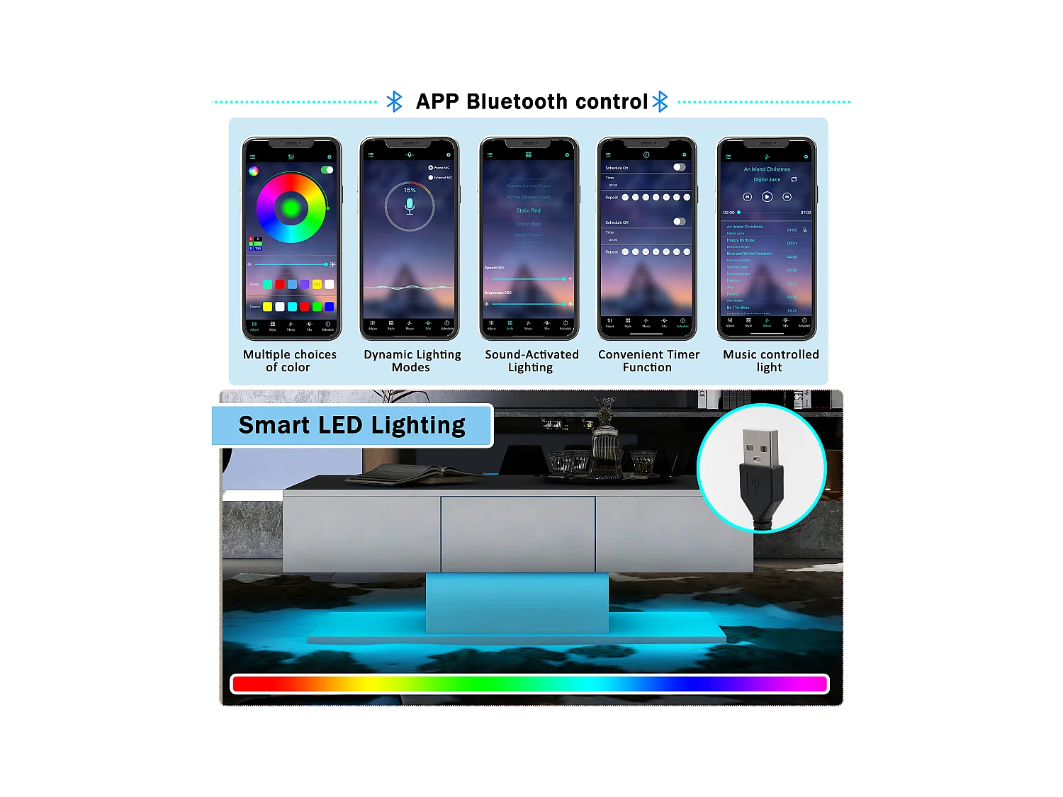 Table basse moderne avec 2 tiroirs, design moderne, MDF, blanc laqué et bois naturel, (100x60x35 cm)