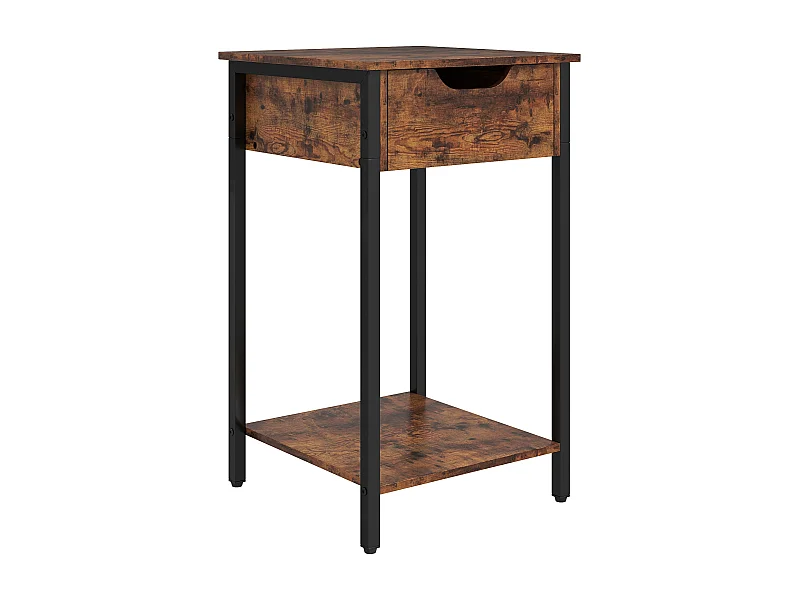 Industriële bijzettafel, rustiek design, metalen constructie, hout, bruin (40x40x68 cm)