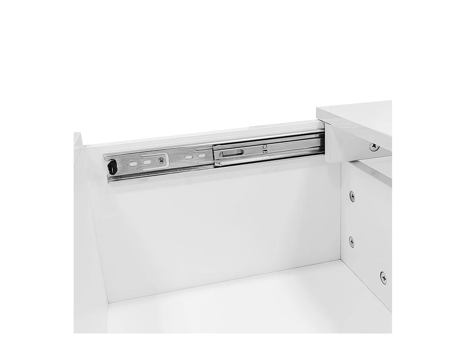 Table basse moderne en haut de gamme, fonction de glissement, 2 tiroirs, 2 compartiments cachés, MDF, blanc (100 x 55 x 35 cm)