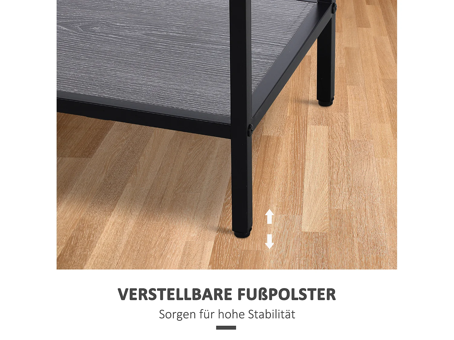 Table console avec 2 tiroirs et étagère inférieure, métal et bois, gris (120x30x81.5 cm)