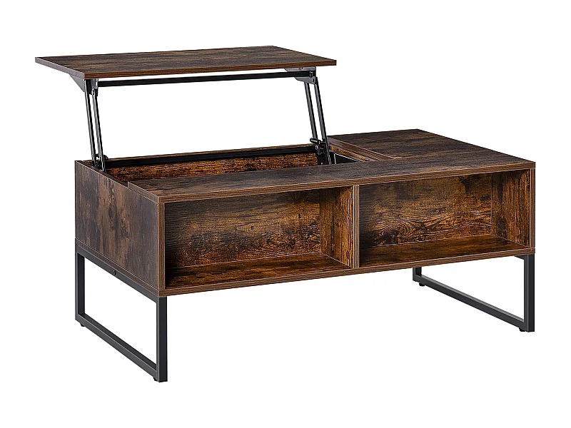 Salontafel, verstelbaar blad, modern design, hout, bruin (100x60x40 cm)