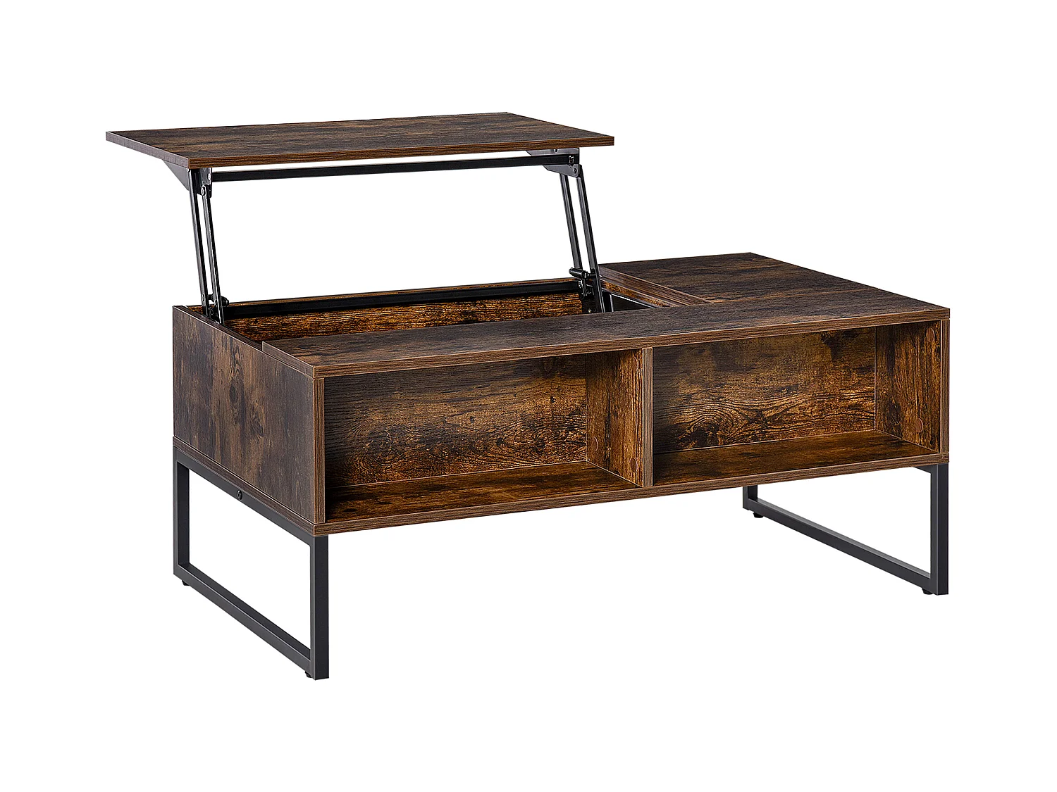 Salontafel, verstelbaar blad, modern design, hout, bruin (100x60x40 cm)