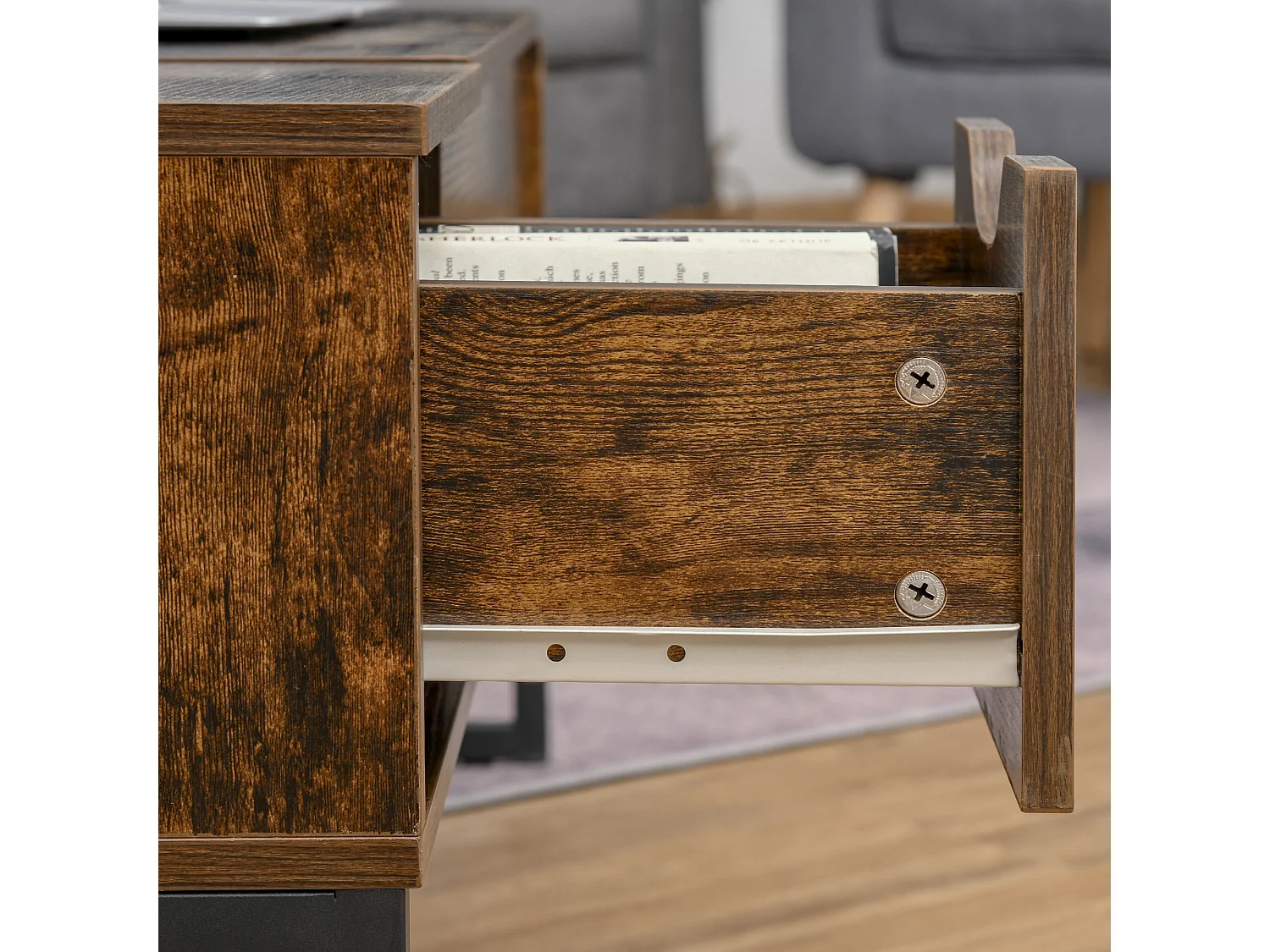 Table Basse, Plateau Réglable, Design Moderne, Bois, Marron (100x60x40 cm)