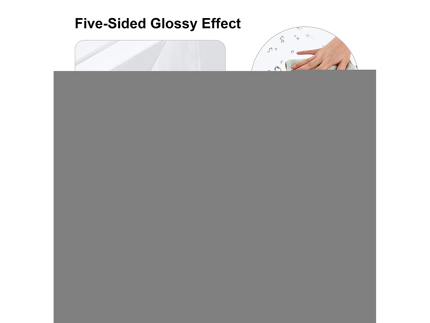 Table basse blanche brillante avec LED, verre et rangements, panneaux de particules (96x45x45cm)