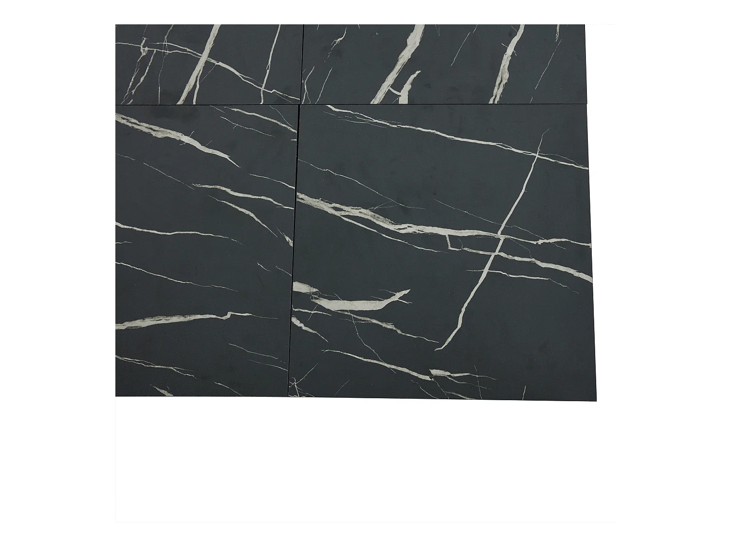 Table basse carrée moderne à effet marbre, panneau de particules, noir, avec 4 tiroirs et plateau coulissant (90x90x25cm)