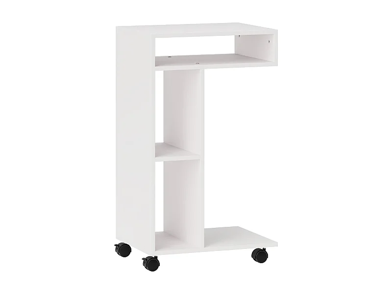 Multifunctionele bijzettafel met wielen, 4 planken, melamine multiplex, wit (40x30x69 cm)