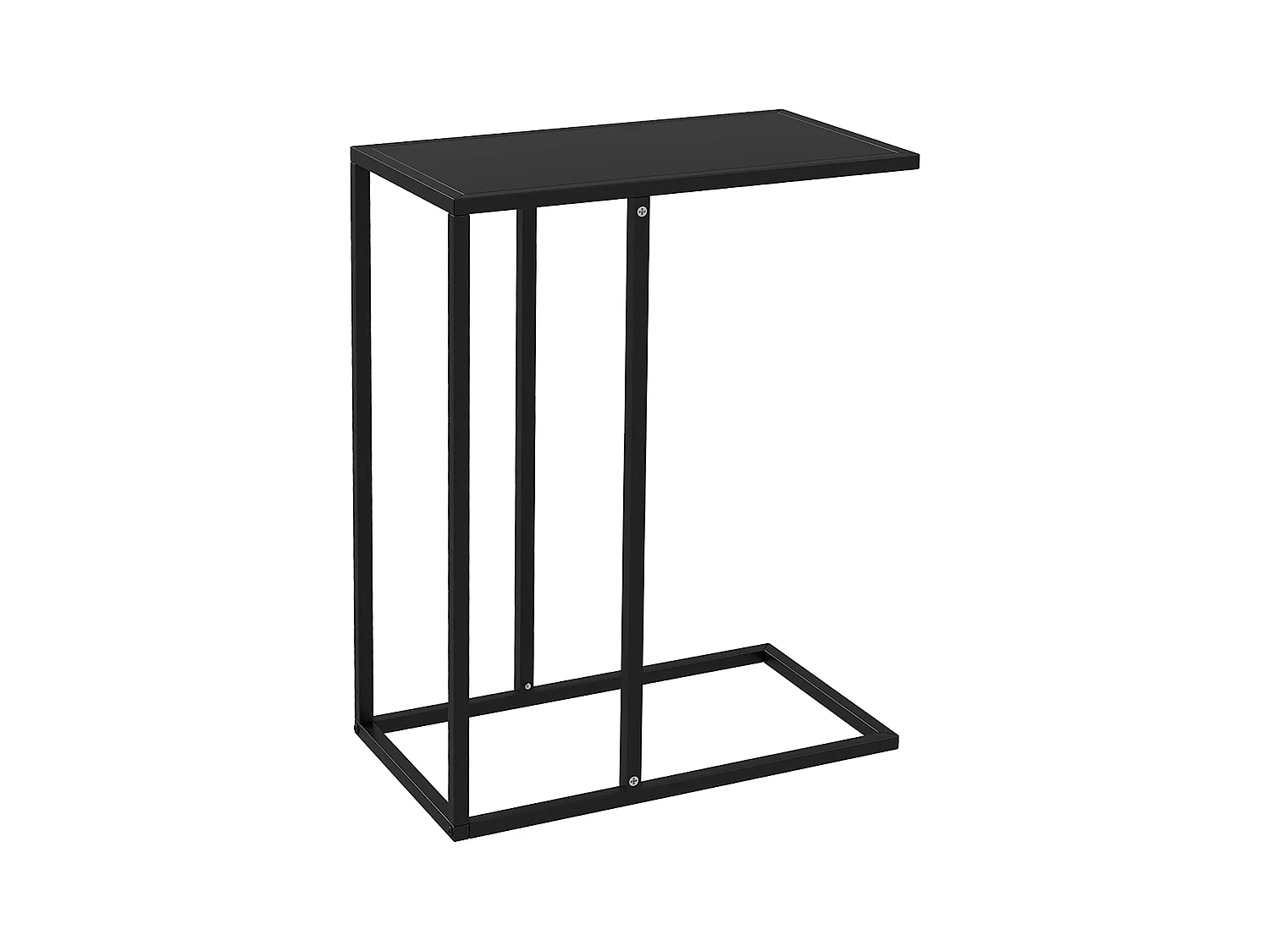 Table d'appoint en forme de C, acier noir, pour canapé et lit (46x26x60cm)