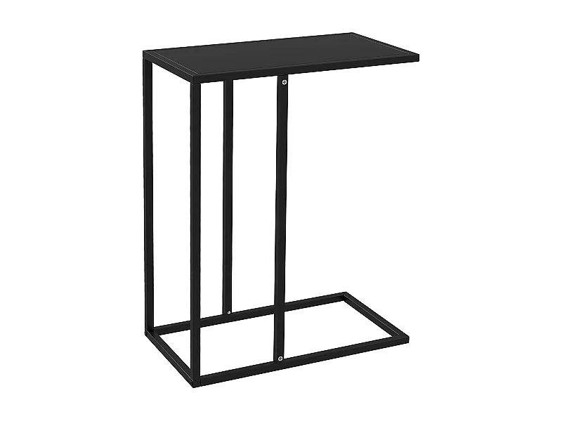 Tavolino a forma di C, in acciaio nero, per divano e letto (46x26x60cm)