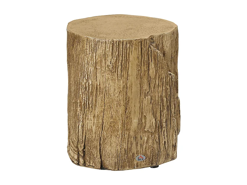 Tavolino laterale, design tronco d'albero, struttura in cemento, resistente all'acqua, naturale (37x37x43 cm)