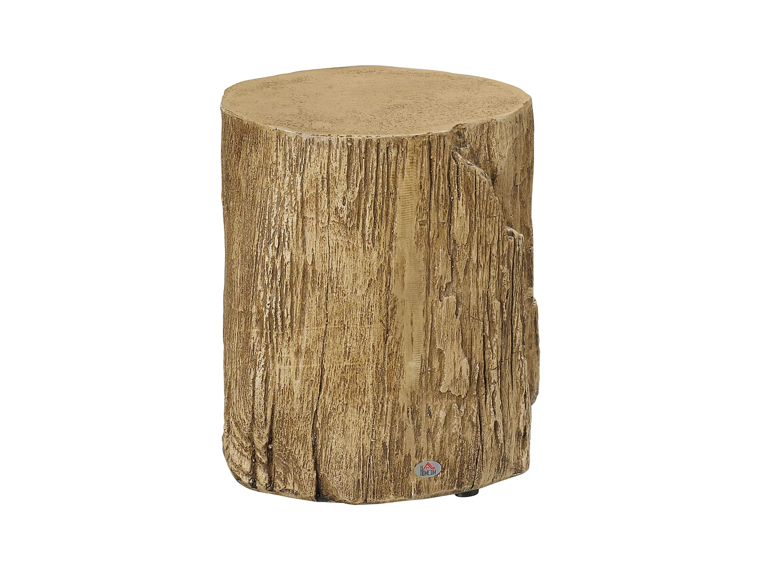 Table d'Appoint, Design en Tronc d'Arbre, Structure en Béton, Résistante à l'Eau, Naturelle (37x37x43 cm)