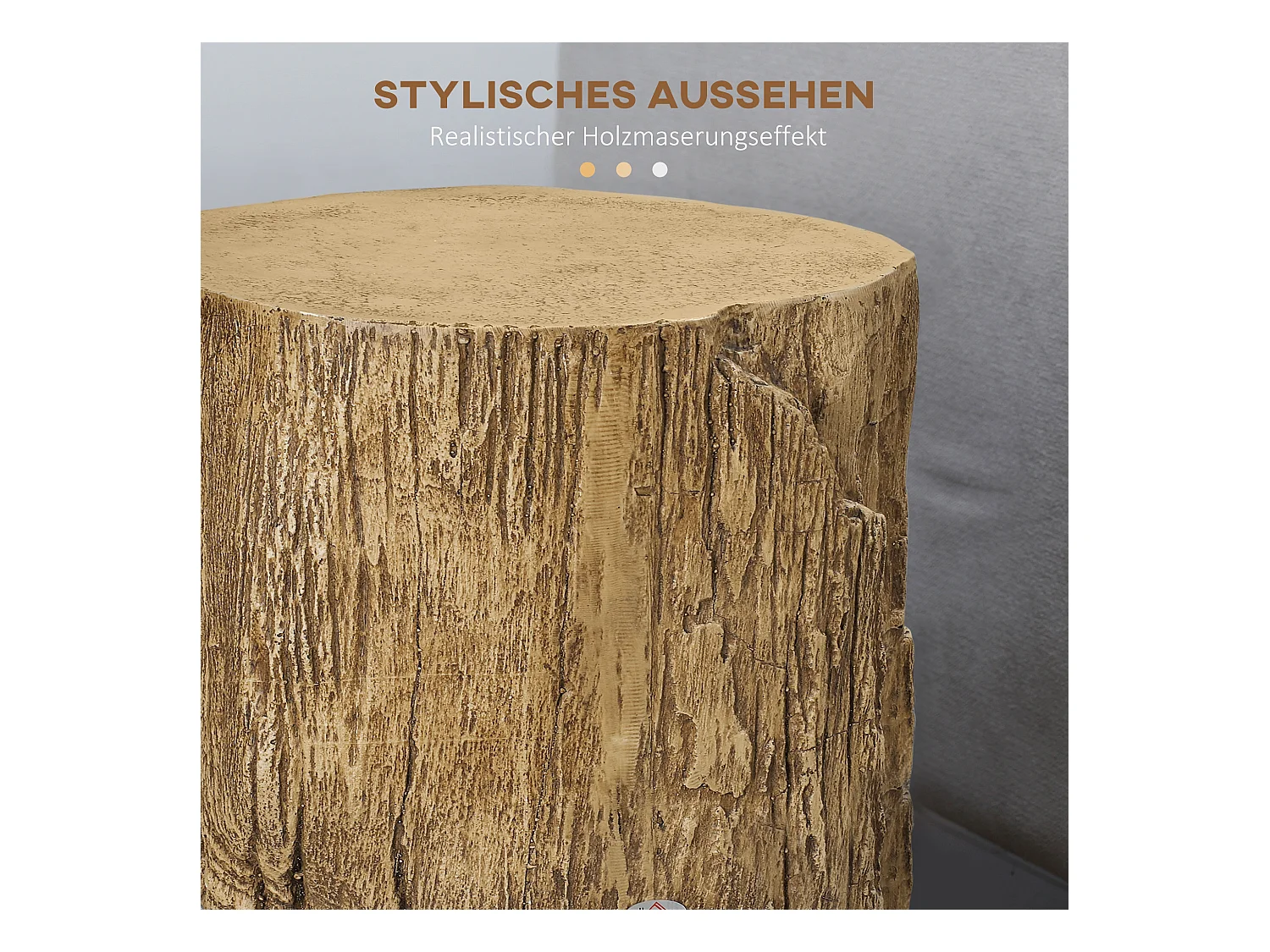 Table d'Appoint, Design en Tronc d'Arbre, Structure en Béton, Résistante à l'Eau, Naturelle (37x37x43 cm)