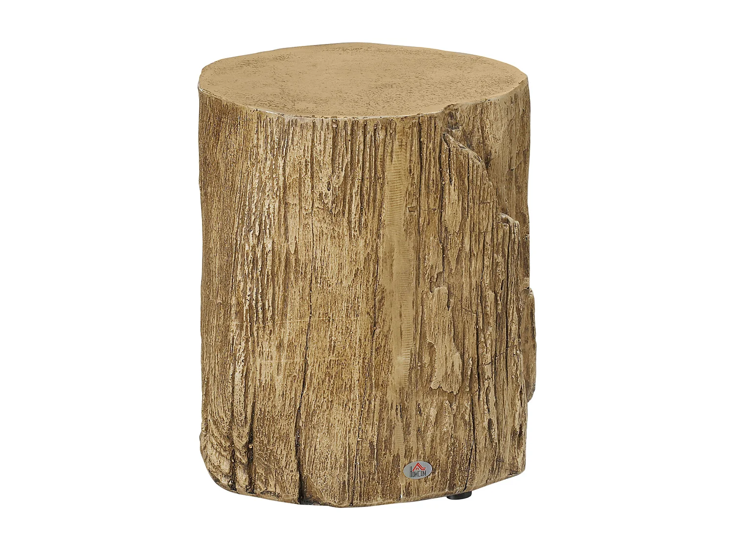 Table d'Appoint, Design en Tronc d'Arbre, Structure en Béton, Résistante à l'Eau, Naturelle (37x37x43 cm)