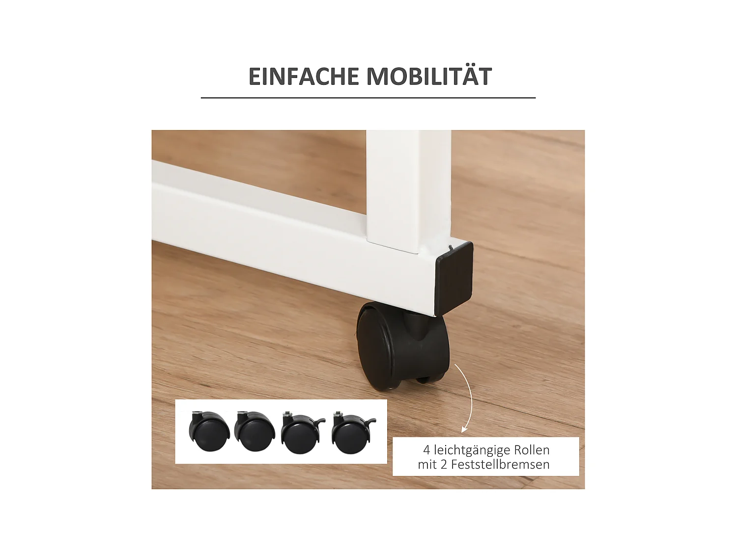 Table d'appoint réglable en hauteur, design en C, panneaux de particules et acier, érable, avec roulettes (60x40x78cm)