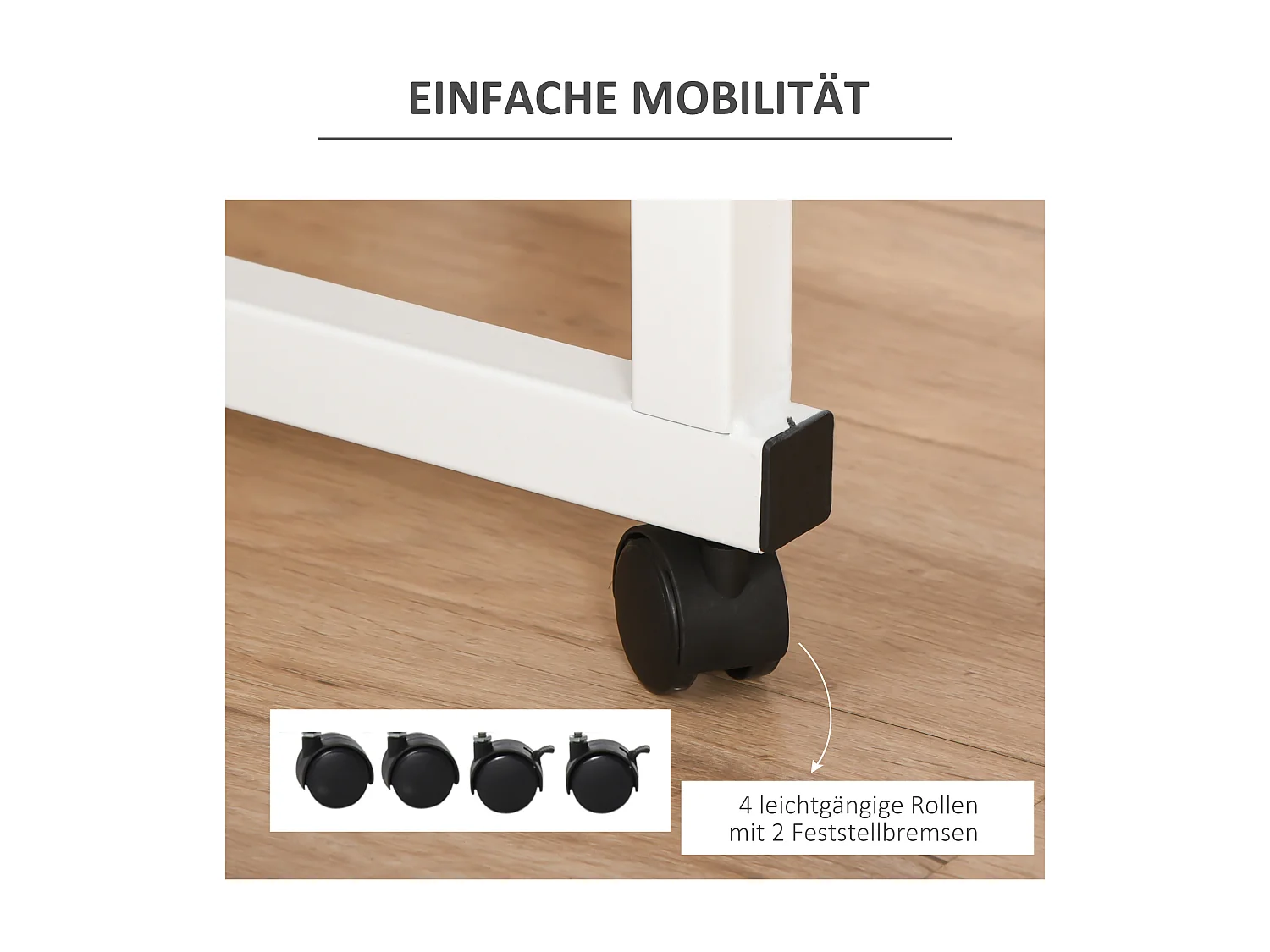 Table d'appoint réglable en hauteur, design en C, panneaux de particules et acier, érable, avec roulettes (60x40x78cm)