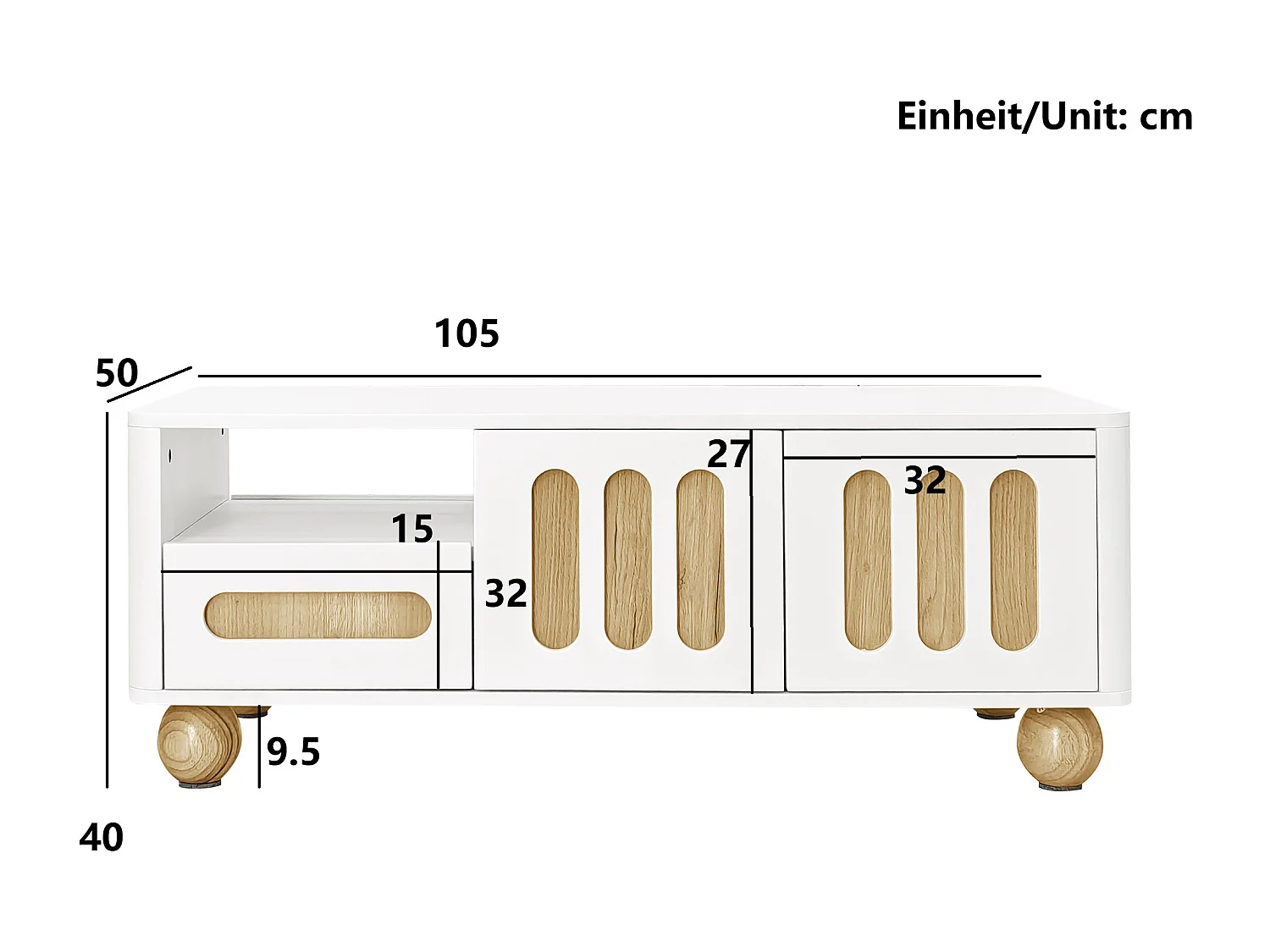 Table basse moderne avec LED, surface laquée, design élégant, bois et noir, (120x50x38.5 cm)