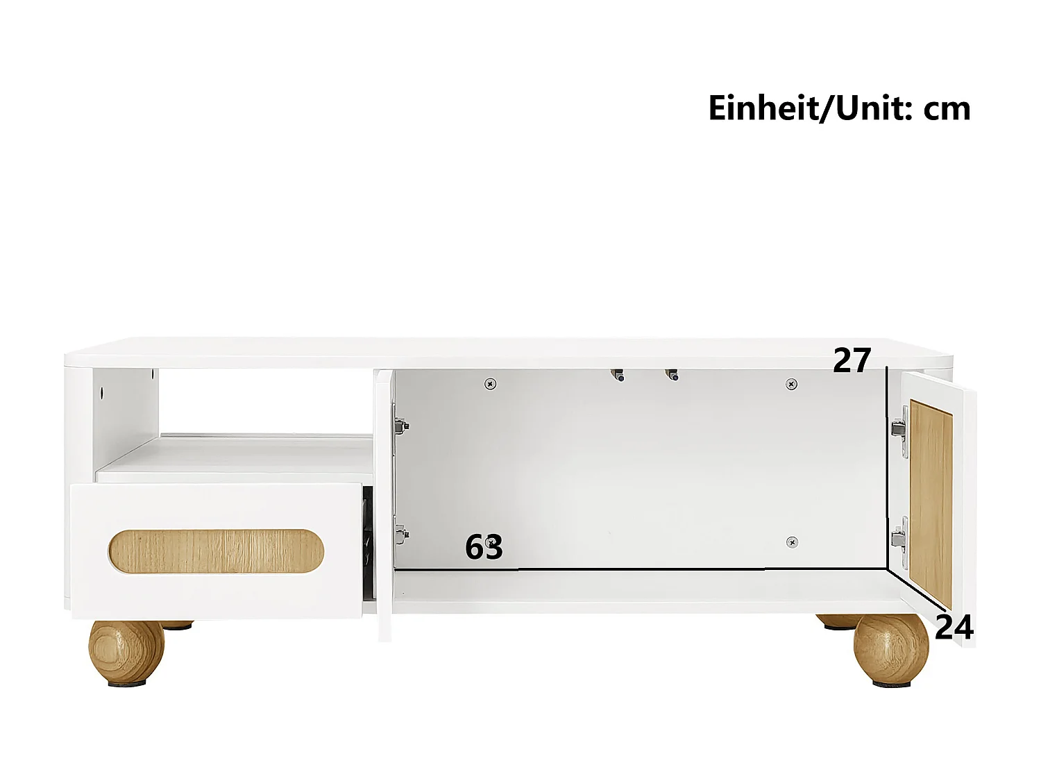 Table basse moderne avec LED, surface laquée, design élégant, bois et noir, (120x50x38.5 cm)