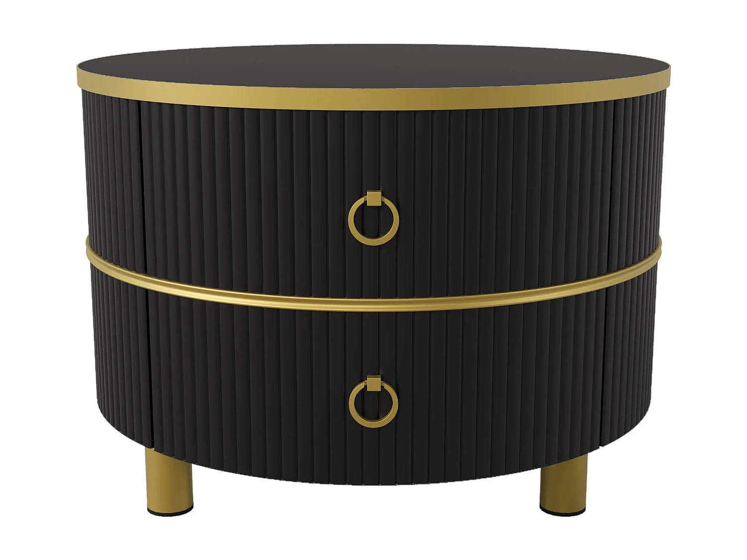 Table basse empilable 2 pièces, design moderne, MDF, or et noir, avec tiroirs de rangement (70x70x46 + 50x50x40 cm)