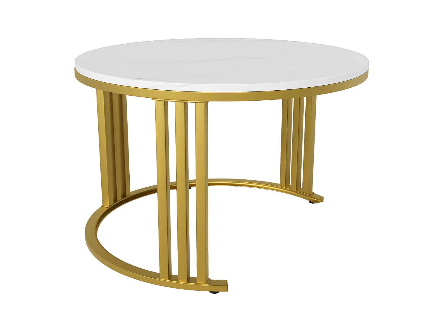 Tavolino da caffè impilabile in 2 pezzi, design moderno, MDF, oro e nero, con cassetti portaoggetti (70x70x46 + 50x50x40 cm)