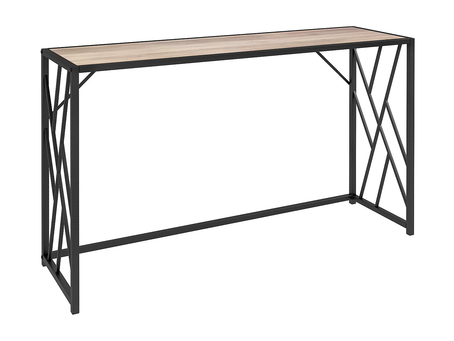 Table Console Industrielle, Design en Métal et Bois, 120 x 35 x 75 cm, Noir et Marron