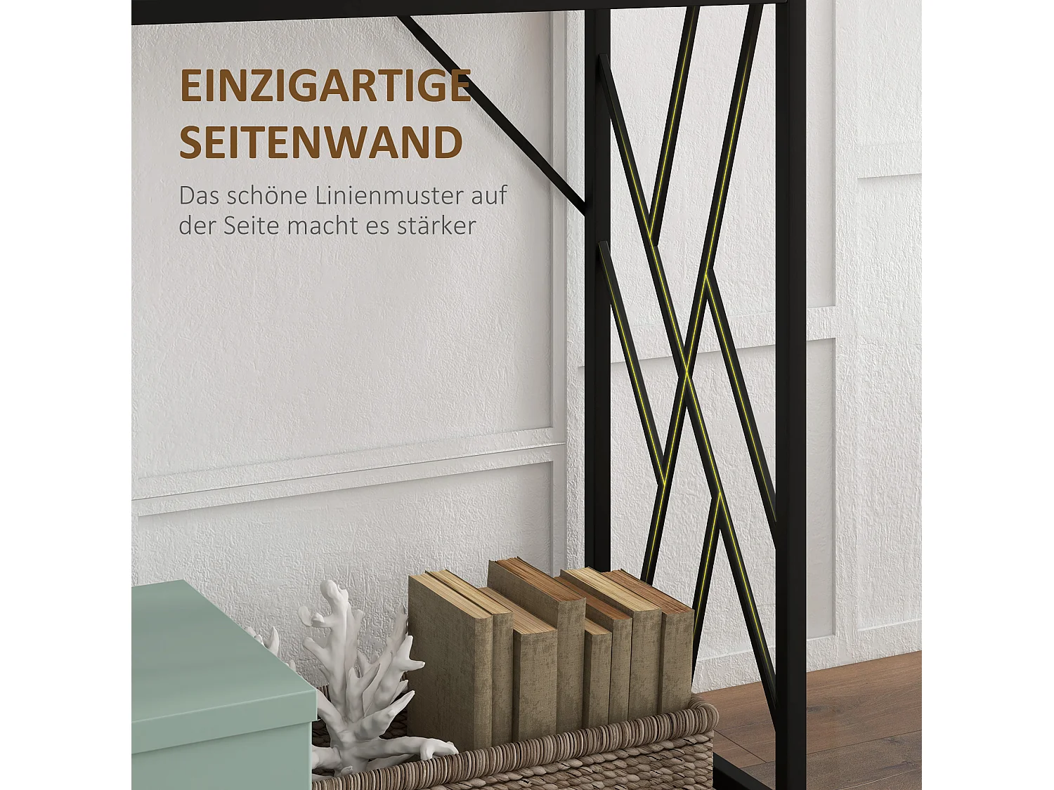 Table Console Industrielle, Design en Métal et Bois, 120 x 35 x 75 cm, Noir et Marron