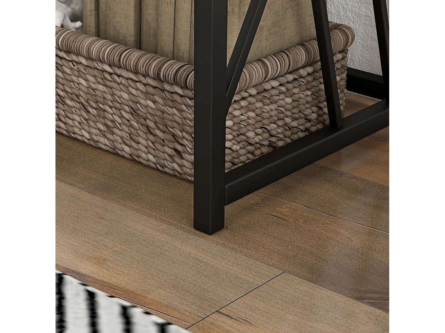 Table Console Industrielle, Design en Métal et Bois, 120 x 35 x 75 cm, Noir et Marron