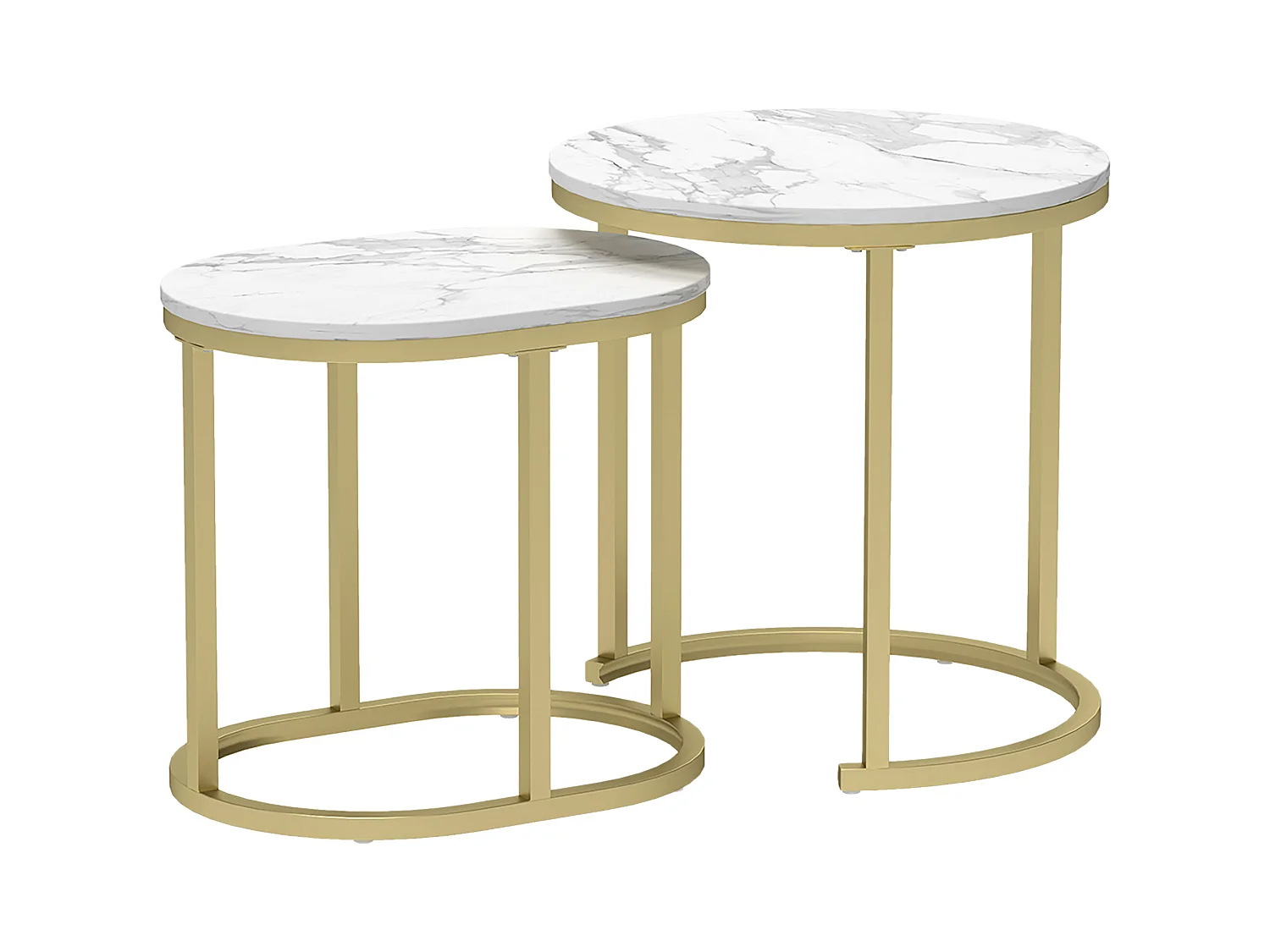 Table d'appoint ronde empilable, cadre en acier, MDF, blanc (50x50.5 cm)