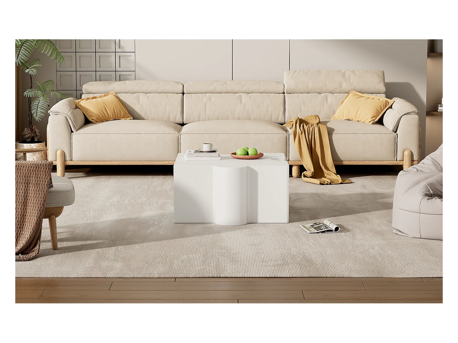Lot de tables basses modulaires puzzle, design moderne et personnalisable, MDF, blanc (65x65x32cm)