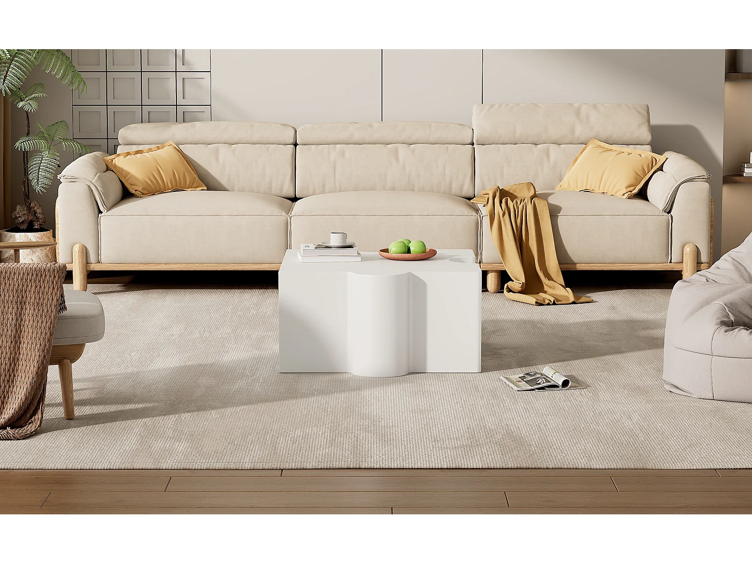 Set modulaire puzzel-salontafels, modern en aanpasbaar design, MDF, wit (65x65x32cm)