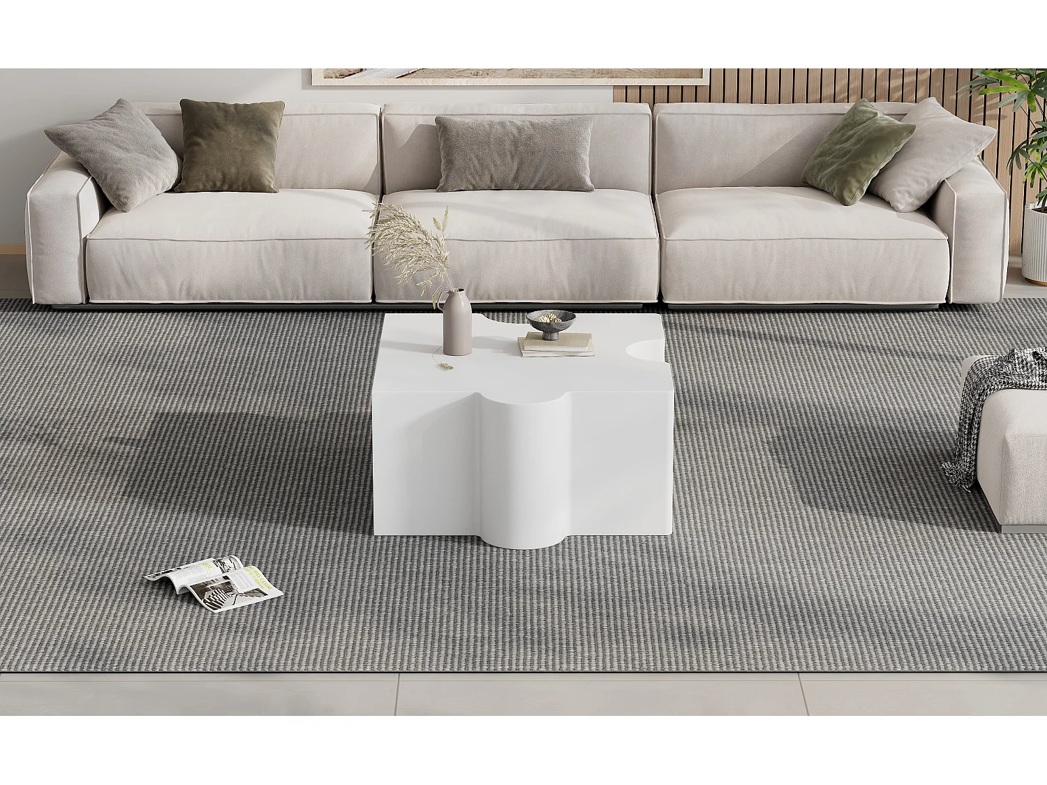 Set modulaire puzzel-salontafels, modern en aanpasbaar design, MDF, wit (65x65x32cm)