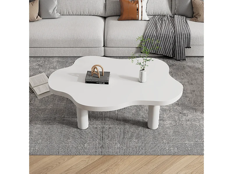 Cloud salontafel, modern design, MDF, wit (100x70x40 cm)