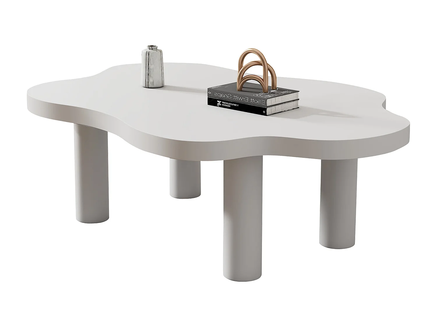 Table basse nuage, design moderne, MDF, blanc (100x70x40 cm)