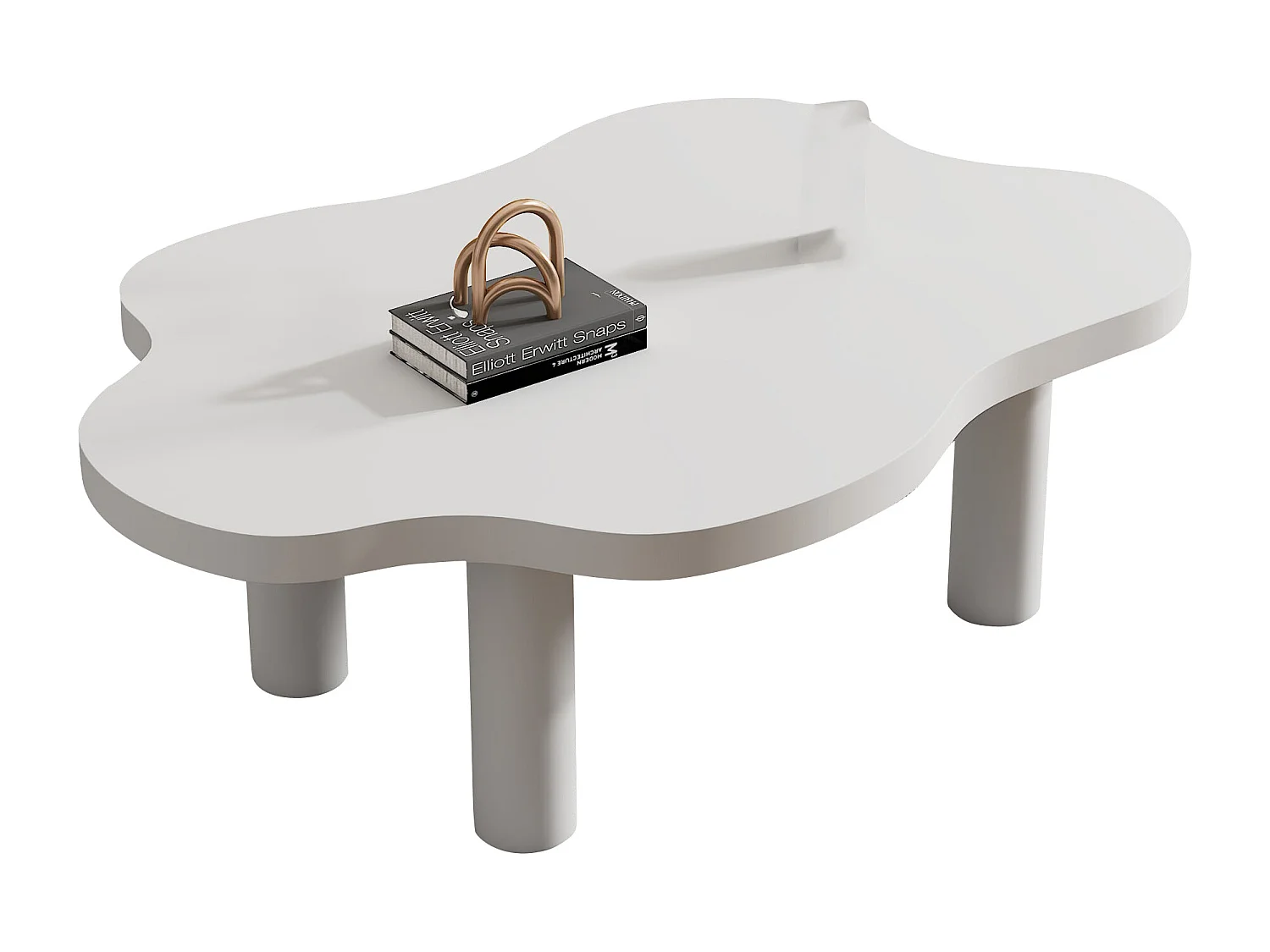 Table basse nuage, design moderne, MDF, blanc (100x70x40 cm)