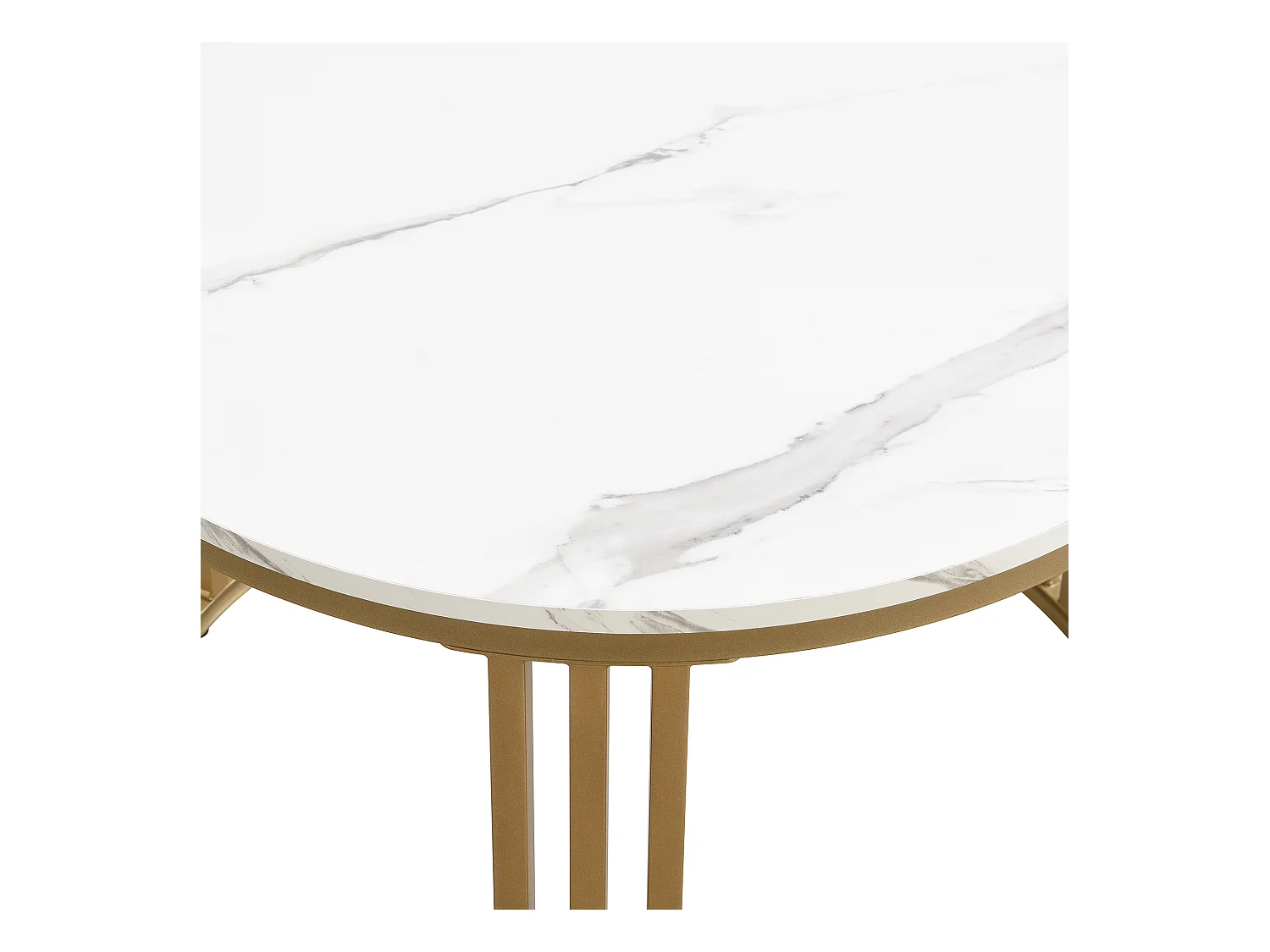 Ronde salontafel 2-in-1, MDF, wit marmeren blad, met 2 lades, zwart en goud (70x70x46 + 50x50x40 cm)