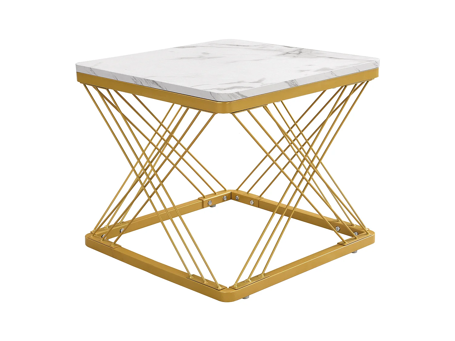 Table basse 2 pièces, design haut de gamme, MDF marbré brillant, pieds réglables, charge 30kg (60 x 60 x 45 cm & 45 x 45 x 40 cm)