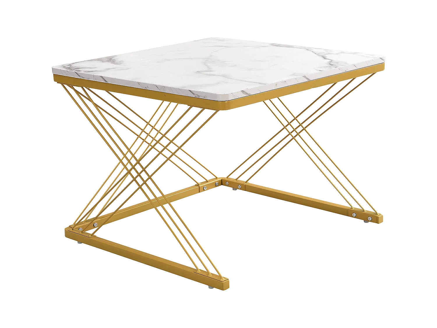 Table basse 2 pièces, design haut de gamme, MDF marbré brillant, pieds réglables, charge 30kg (60 x 60 x 45 cm & 45 x 45 x 40 cm)