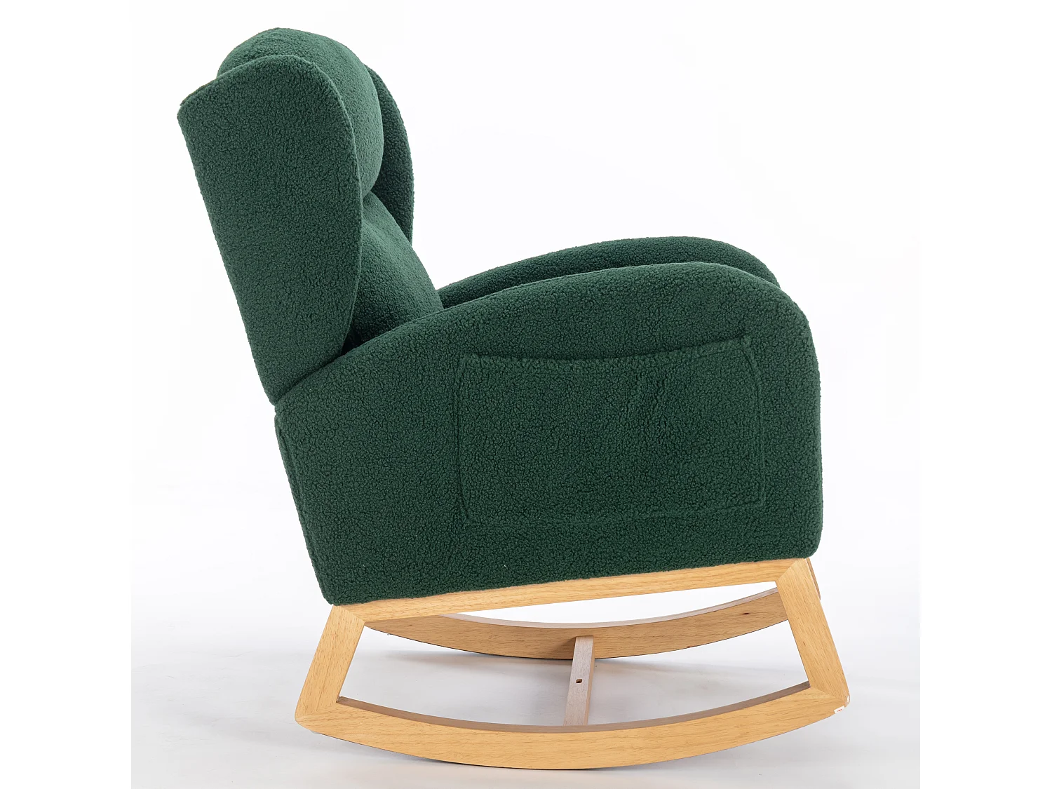 Moderne schommelstoel in pluche stof, met vleugelrug, met armleuningen, gestoffeerd, donkergrijs (96,5 x 71 x 101 cm)