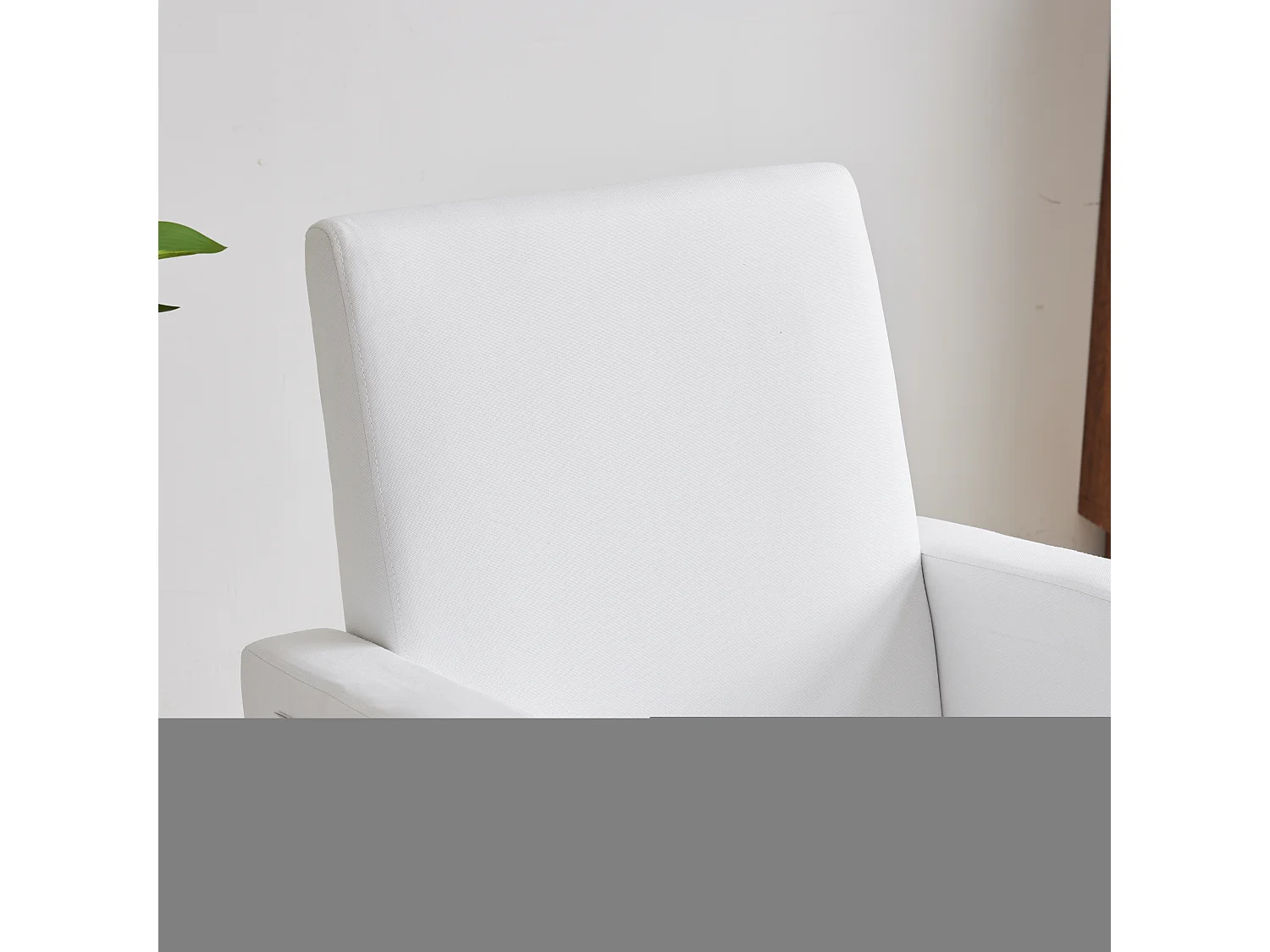 Rocking Chair Lounge with Footrest, Front and Rear Rocking Design, Storage Pocket, White Velvet, Wood Legs (66.5x84x92.5 cm)