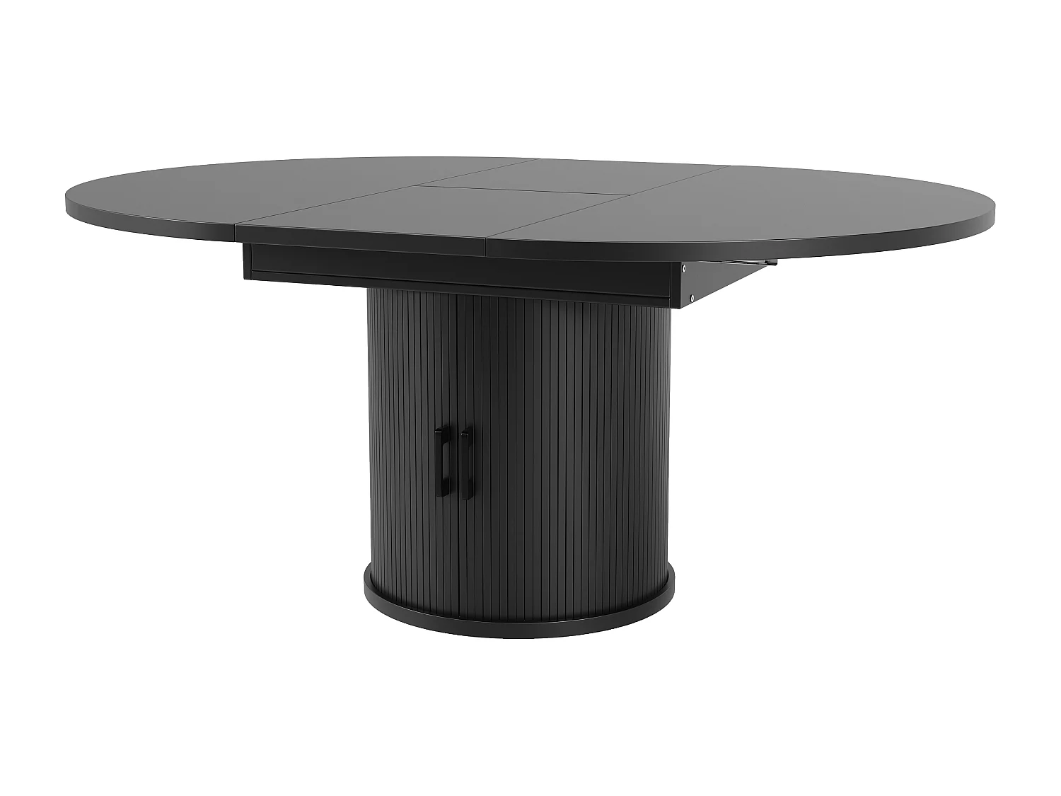Table à manger extensible ronde/ovale, MDF, noyer/noir (118x118x76.8cm)