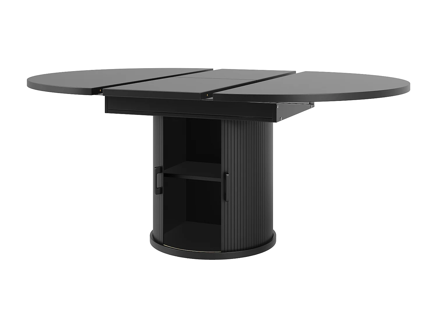 Table à manger extensible ronde/ovale, MDF, noyer/noir (118x118x76.8cm)