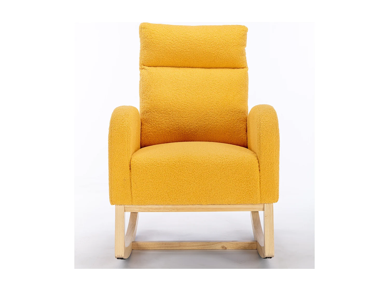 Mecedora moderna de tela afelpada, reposabrazos acolchados y reposapiés retráctil, color amarillo (80 x 71 x 104,5 cm)