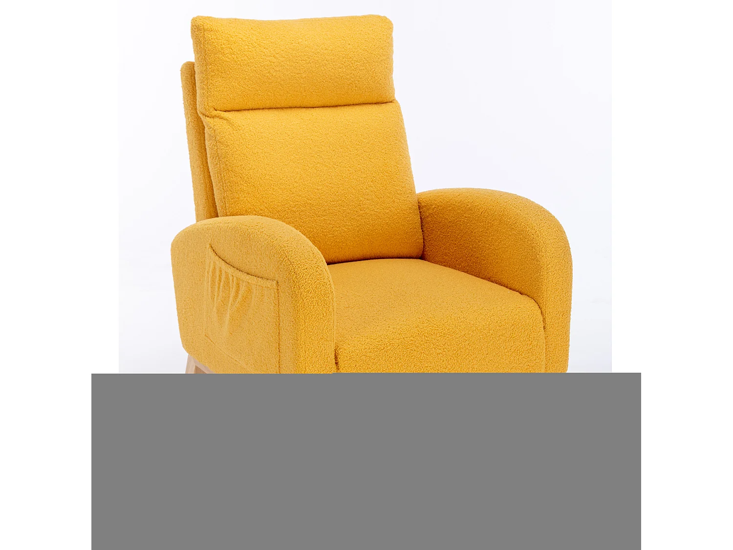 Mecedora moderna de tela afelpada, reposabrazos acolchados y reposapiés retráctil, color amarillo (80 x 71 x 104,5 cm)